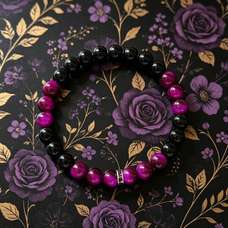 Yao Black Plum Purple Translucent Beaded Bracelet